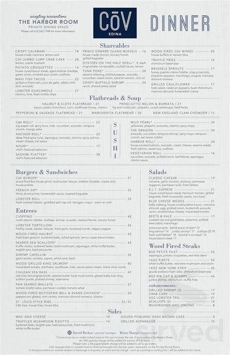 COV Edina menu in Edina, Minnesota, USA