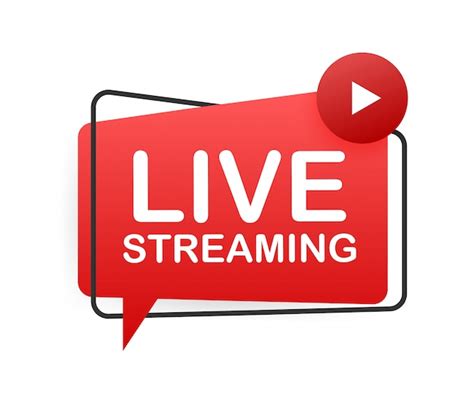 Live streaming flat logo, red design element with play button. illustration | Premium Vector