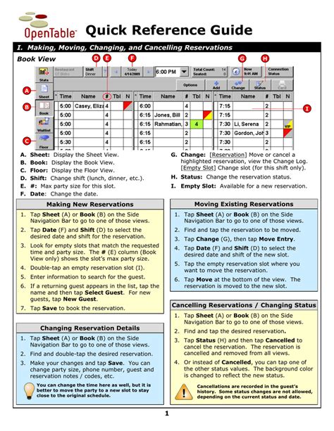 Quick Reference Guide - OpenTable