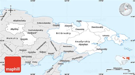 Silver Style Simple Map of Chukotka Autonomous Okrug