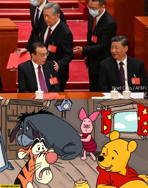 China chinese officials Xi Jinping looking like Winnie the Pooh characters | StareCat.com