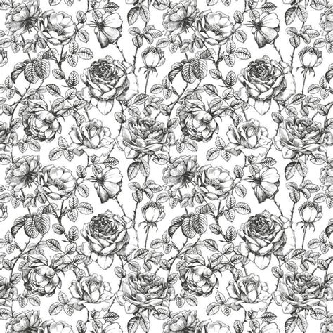 Black and White Floral Wallpaper, Romantic Floral Pattern Wall Mural | anewall – Anewall