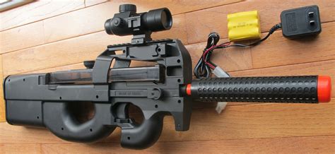 P90 Style Electric Airsoft Gun w/Red Dot Scope, BB Target, Shoot up to ...