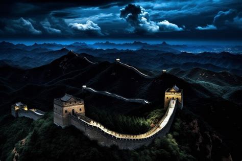 Premium AI Image | The great wall of china at night