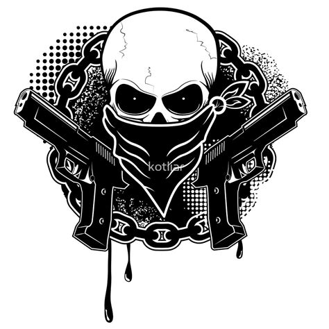 "Skull with guns" by kotliar | Redbubble