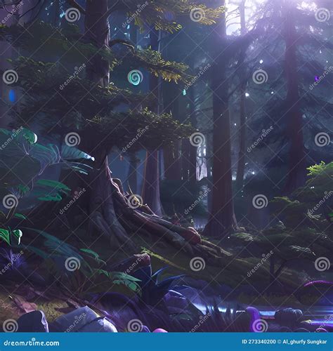 Digital Art Forest Background Wallpaper Stock Illustration ...