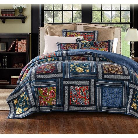 CHAUSUB Vintage Cotton Quilt Set 3pcs Coverlet Handmade Patchwork ...