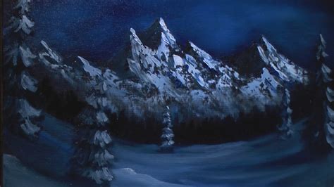 Dark Winter Mountain Painting Lesson - YouTube