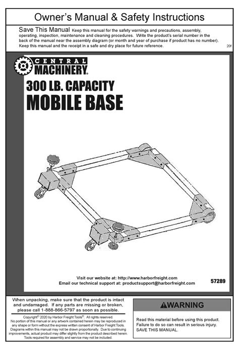 CENTRAL MACHINERY 57289 OWNER'S MANUAL & SAFETY INSTRUCTIONS Pdf ...