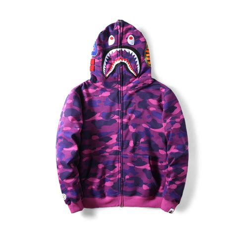 Purple Bape Shark Zipper Hoodie - BAPE Hoodie