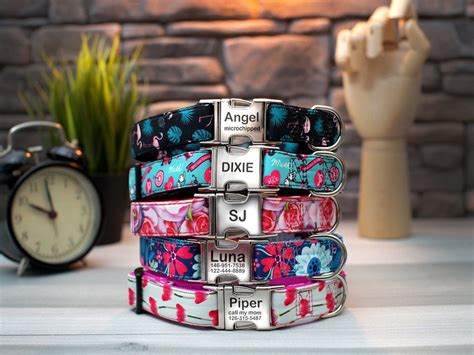 Personalized Dog Collars in Flower Patterns, Girl Dog Collar, Custom ...