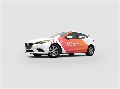 Mazda Hatchback Car Mockup - Mockup World