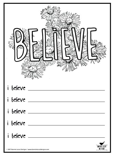 free printable "BELIEVE" coloring or journal page