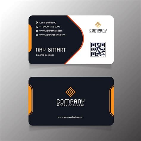 Premium Vector | Orange business card template with qr code