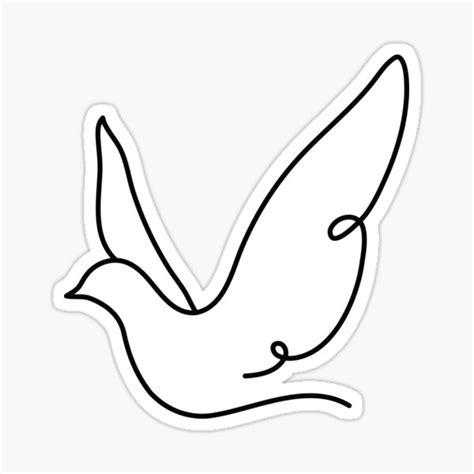 "White Dove Minimalist Single Line Art" Sticker by artdesignforyou ...