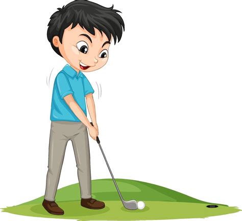 Cartoon character of a boy playing golf on white background 2097439 ...