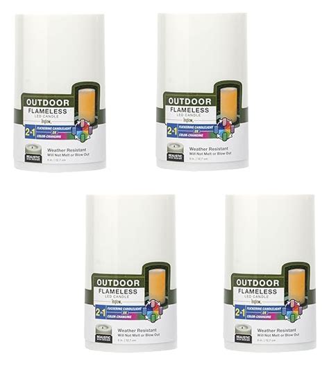 Inglow CG20305WHCCTR4 Indoor/Outdoor Color Changing Plastic Pillars 4 Pack