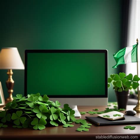 St. Patrick's Day Themed Work Desk | Stable Diffusion Online