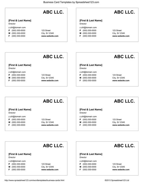 Business Card Templates for Word