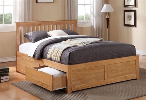 Petra Oak King Size Bed Frame With 2 Drawers | Wooden king size bed, King size bed frame, Oak ...
