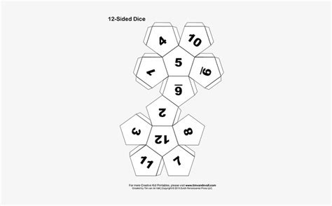 Printable 12 Sided Paper Dice Bw Tab 350w - 12 Sided Dice Paper ...