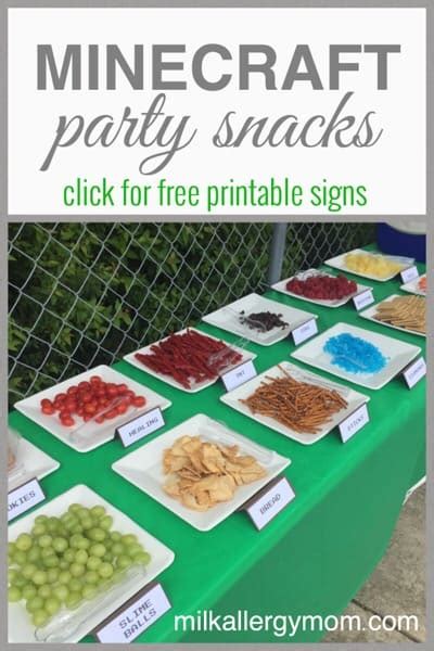 Minecraft Birthday Party Treats & Free Print Labels | Milk Allergy Mom