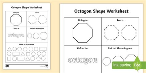 Octagon Shape Worksheet (teacher made)