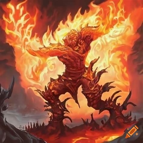 Artwork of a fire elemental creature on Craiyon