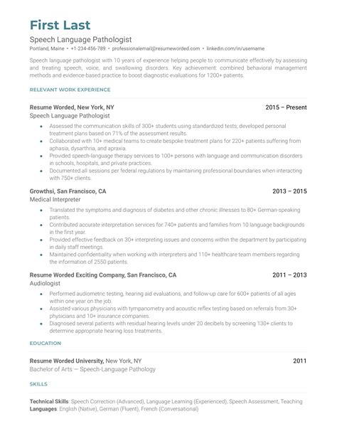 Speech Pathologist Resume Examples for 2024 | Resume Worded