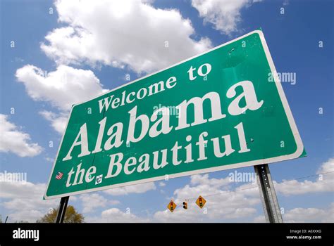 Welcome to Alabama the beautiful sign at the state line greeting ...