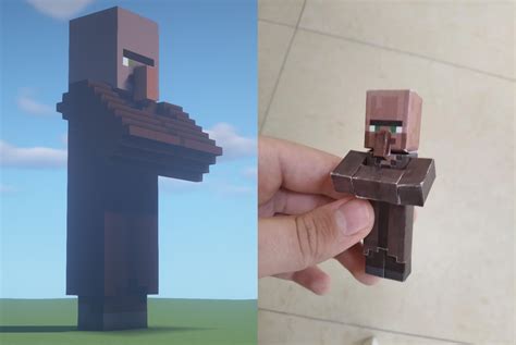 I recreated my paper villager. : r/Minecraft