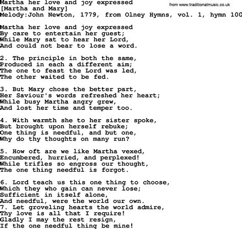 Old English Song Lyrics for Martha Her Love And Joy Expressed, with PDF