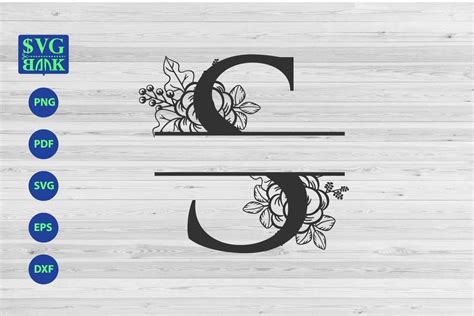 Split monogram letter S Svg, Alphabet floral initial logo S (342901) | Cut Files | Design Bundles