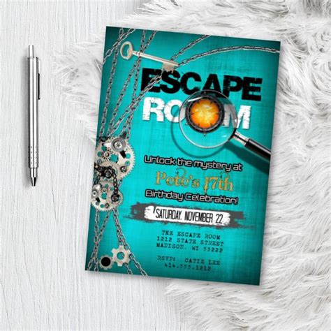 Escape Room Invitation, Birthday Escape Room Party Invitation, Escape Room Game Invite, Printed ...