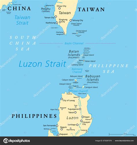 Luzon Strait Political Map Strait Luzon Taiwan Connecting Philippine ...