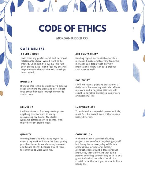 Personal Code of Ethics: What are Examples of Ethical Values?