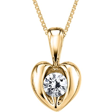 Sirena 14k Yellow Gold 1/5 Ctw Diamond Heart Pendant | Diamond Heart Pendants | Jewelry ...