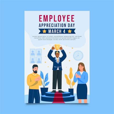 Free Vector | Flat employee appreciation day vertical poster template