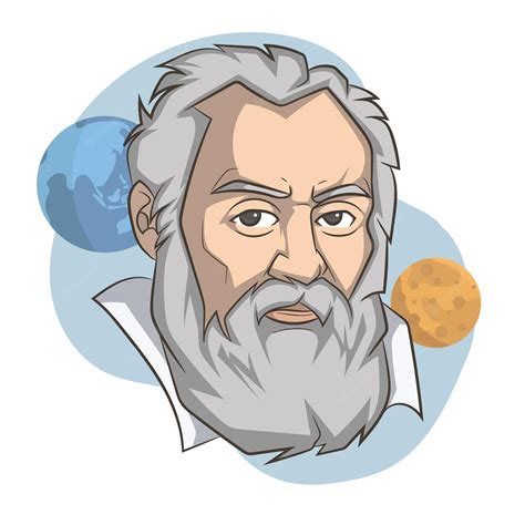 Premium Vector | Cartoon portrait of galileo galilei great scientific astronomer