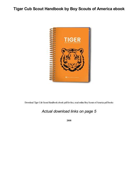 Tiger Cub Scout Handbook by Boy Scouts of America pdf