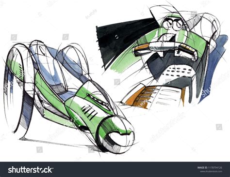 Sketch Design Exclusive Compact Electric Car Stock Illustration 1178794126 | Shutterstock