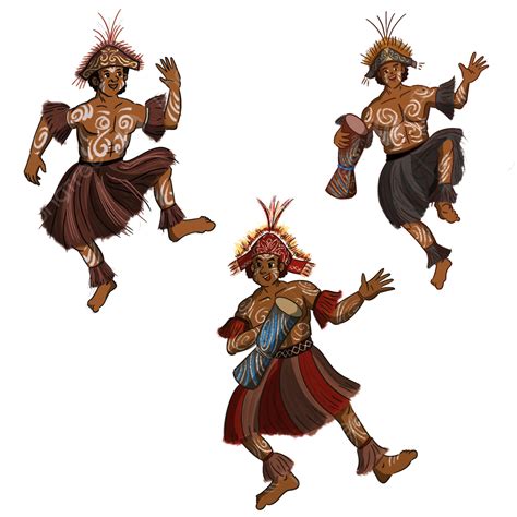 Three Papuan Men Dancing Sajojo Dance, Traditional, Dance, Papua PNG Transparent Clipart Image ...