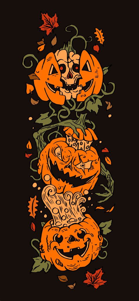 Scary Pumpkins Black Wallpaper - Aesthetic Halloween Wallpaper