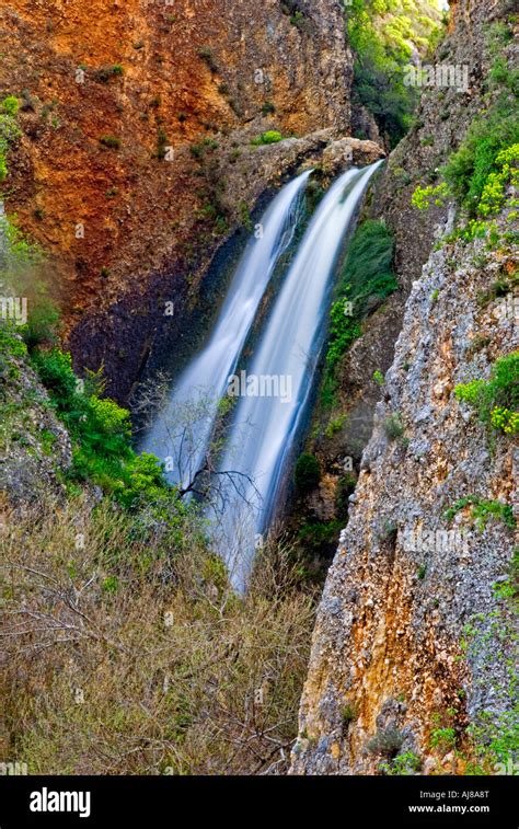 Israel Golan Heights a flowing waterfall long exposure Stock Photo - Alamy