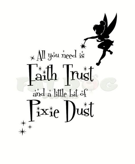 Peter Pan Tinker Bell All You Need is Faith Trust and Pixie | Etsy | Positive quotes, Quotes to ...