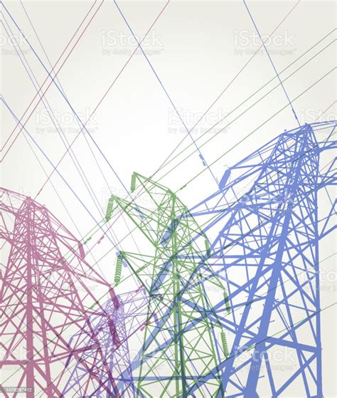 Electricity Pylons Stock Illustration - Download Image Now - Brochure, Cable, Design - iStock