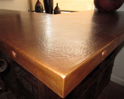 Natural Patina on Hammered Copper Countertop - Southwestern - Home Bar ...