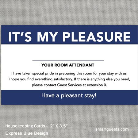 Housekeeping Cards - Business Cards Size