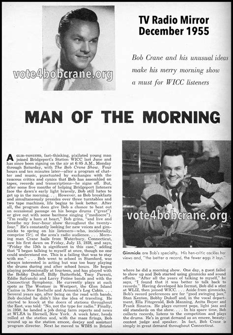 Bob Crane: Life & Legacy: Bob Crane in the News: WICC Articles from 1955