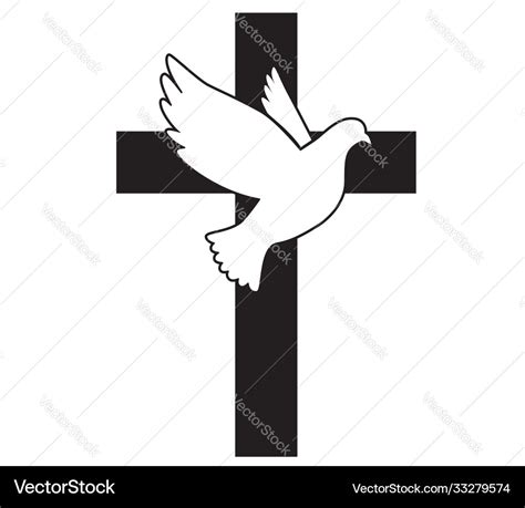 Dove flying with a symbol religion cross Vector Image